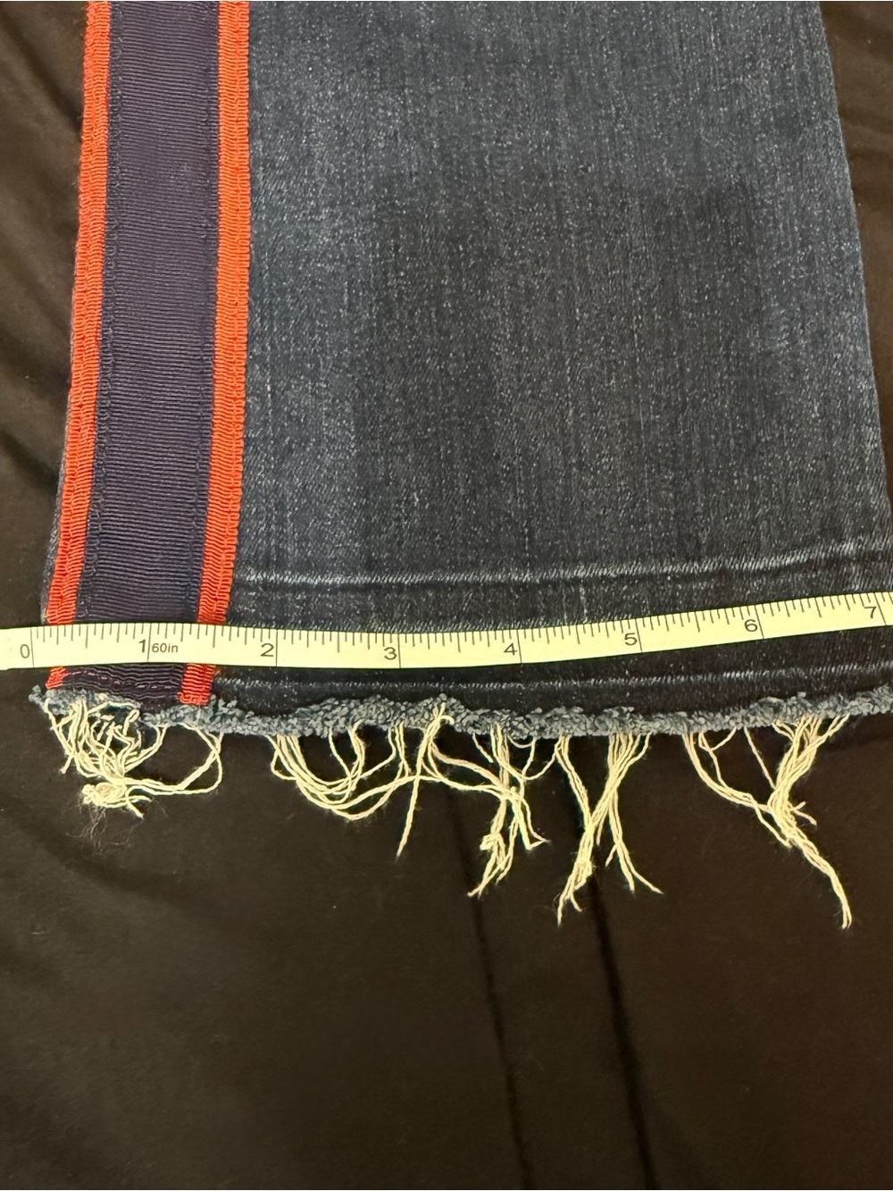 Veronica Beard Navy Slim Straight Jeans with Red Side Stripes - Picture 7 of 8
